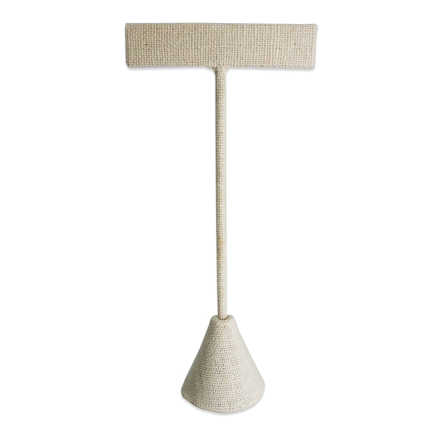 N'ice Packaging - 6 Qty Beige Linen 6.75" High Free-Standing Earring T-Stand Display, T Shape Holder for Tradeshow, Home Business, Promotion, or just…