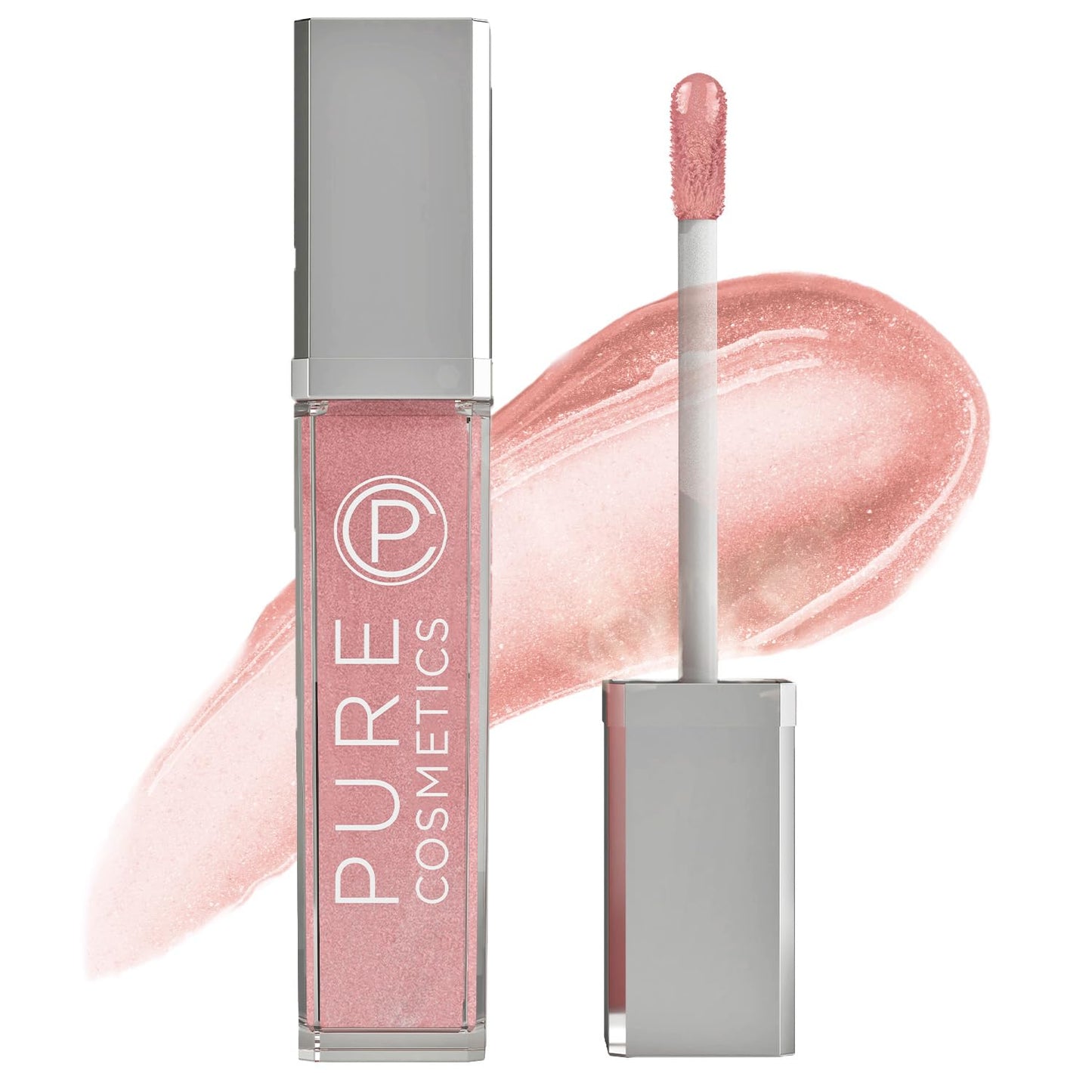 Pure Illumination Light-Up Lip Gloss with LED-Lit Applicator Brush + Side Mirror, Non-Sticky, Moisturizing Hydrating Lip Glosses with Lanolin, Jojoba
