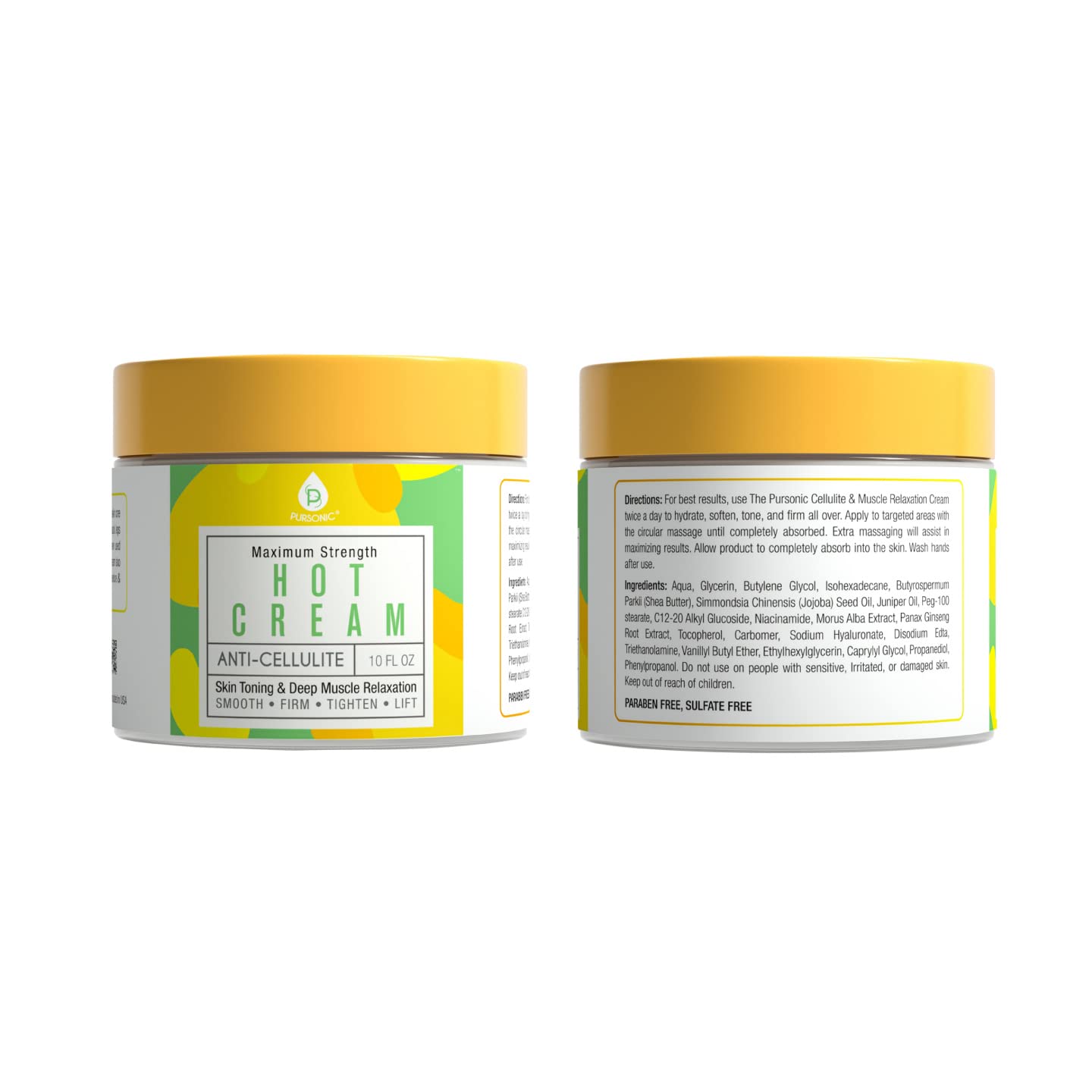 PURSONIC Anti Cellulite Cream & Muscle Relaxation Hot Cream - Reduce Varicose Veins, Firm, Tighten & Improve Skin Texture - Hydrate with All-Natural