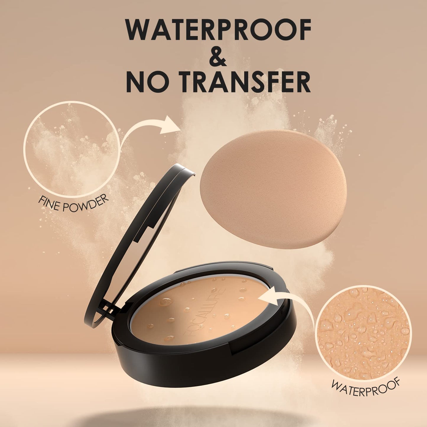 FOCALLURE Flawless Pressed Powder, Control Shine & Smooth Complexion, Pressed Setting Powder Foundation Makeup, Portable Face Powder Compact
