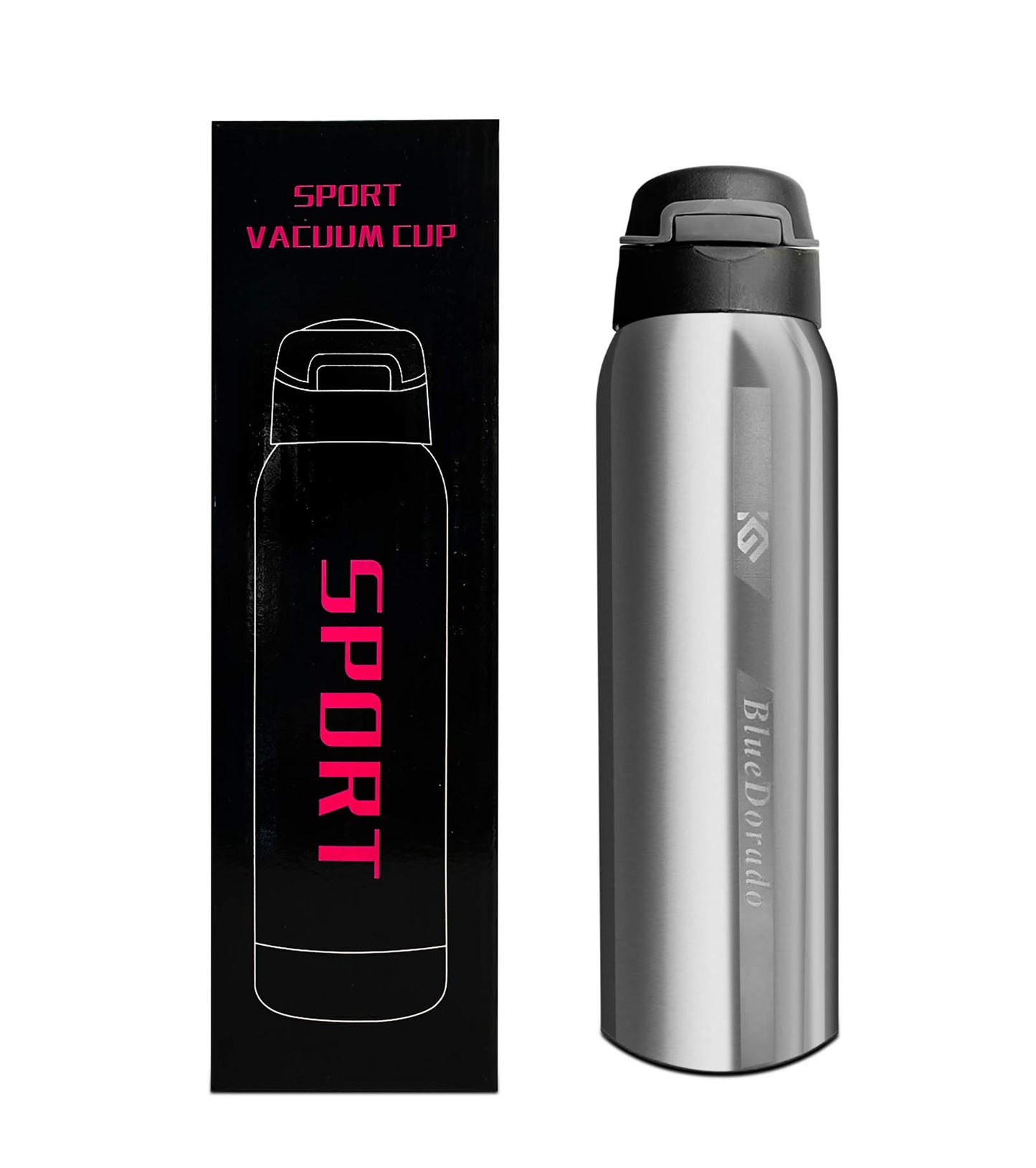 BlueDorado Stainless Steel Cycling Mug, Insulated Bike Water Bottle with Straw Lid & Flex Cap, BPA-Free, 18 Oz