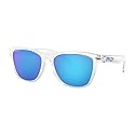 Oakley Unisex OO9013 Frogskins Square Sunglasses, Crystal Clear/Prizm Sapphire, 55 mm