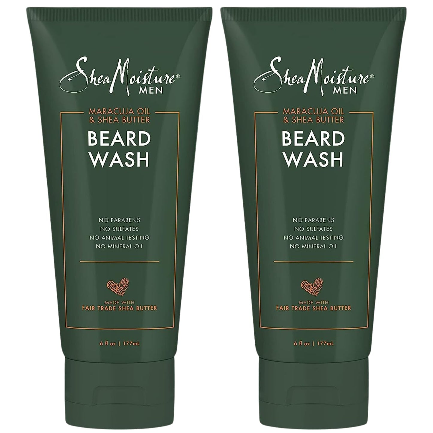 SheaMoisture Beard Wash - Full Beard Shampoo, Moisturizing with Maracuja Oil and Raw Organic Shea Butter, Beard Care for Men, 6 Fl Oz Ea (Pack of 2)