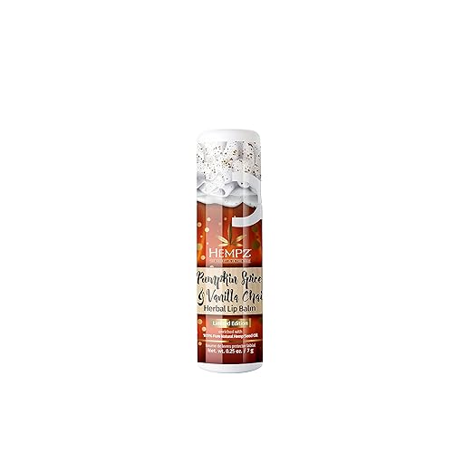 Hempz Pumpkin Spice & Vanilla Chai Lip Balm (.25 Oz) - Fall Scented Travel Sized Moisturizing Lip Balm for Women & Men, Chapstick Moisturizer