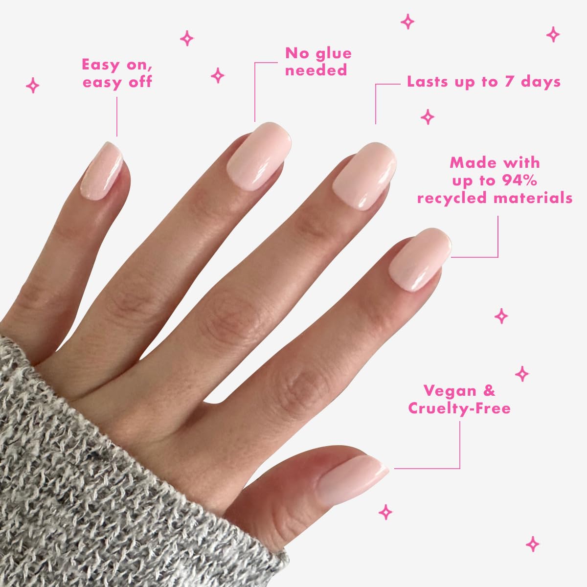 Olive & June Classic Super Stick Mani Summer Press On Nails | No Glue Needed | 32 Tab Nails 16 Sizes | Non-Toxic Tabs Easy On-Off Non-Damaging | 7-Day Beauty & Personal Care Olive & June