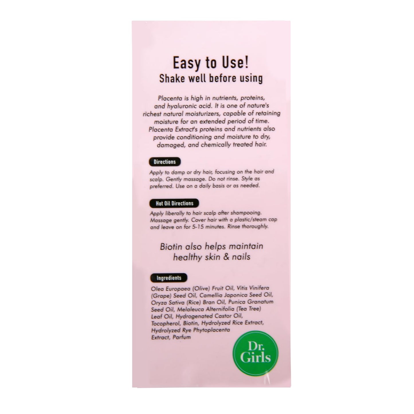 Dr.Girls Rice Water Thickening Growth Oil 6oz (Placenta Extracts)