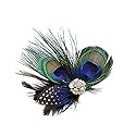 Women Bohemian Peacock Feather Hair Clip Hair Pin Elegant Fascinator Wedding Dance Party Headdress Headwear Hair Accessory Sequined Showgirl Headpiece