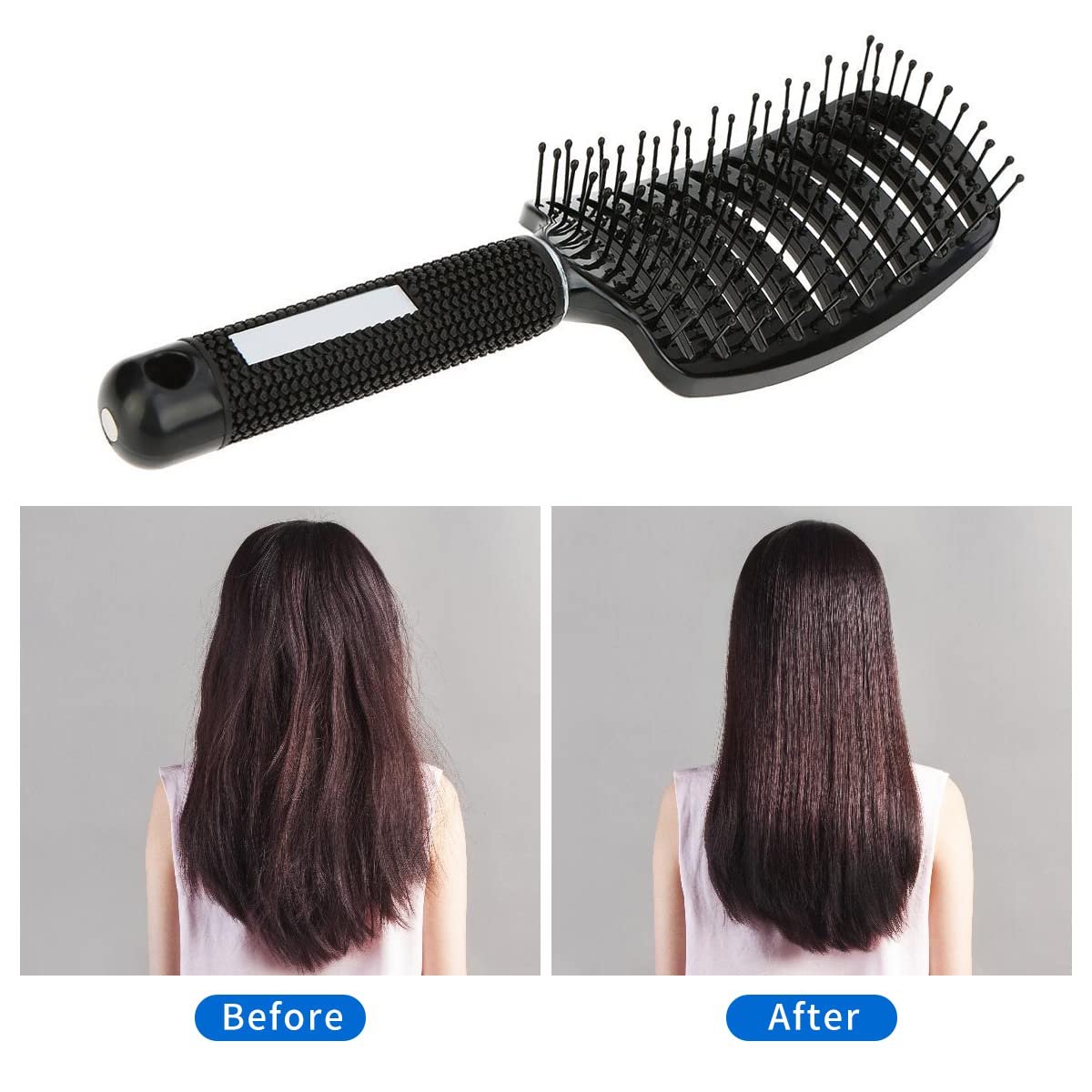 Vent Blow Dryer Hair Brush, Women Thick Long Curly Paddle Detangling Massage Brush, Fast Drying Straight Volume Comb, Curved Anti Static Styling Tool