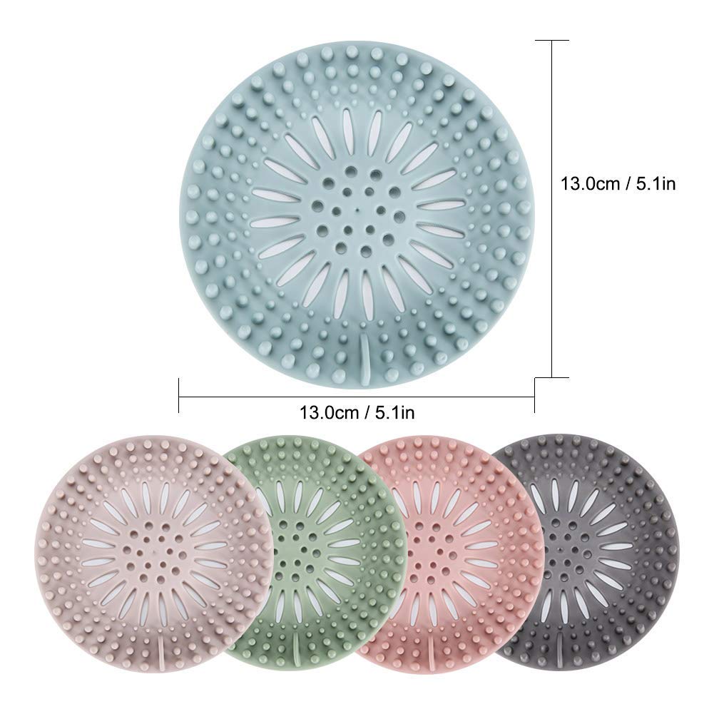Gotega Sink Drain Strainers, Hair Catcher Shower Drain Covers, Flexible TPR Material, Multi-Color for Bathroom Tub, Shower & Sink, 5-Pack