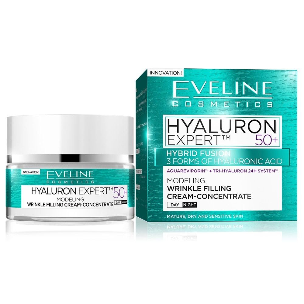 EVELINE COSMETICS Biohyaluron 4d Concentrated Face Day and Night Cream for All Skin Types Also Sensitive Deep Wrinkles Reduction Ages 50 and Up