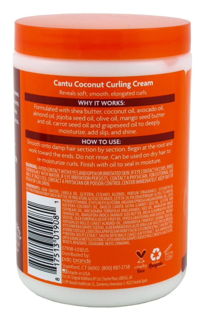 Cantu Shea Butter Coconut Curling Cream 25 Ounce (Pack of 3)