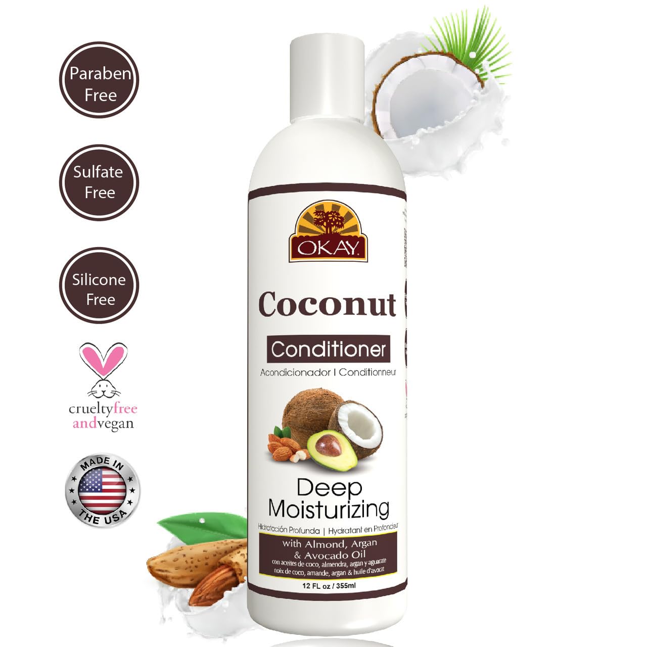OKAY Coconut Deep Moisturizing Conditioner, 12 Fl Oz