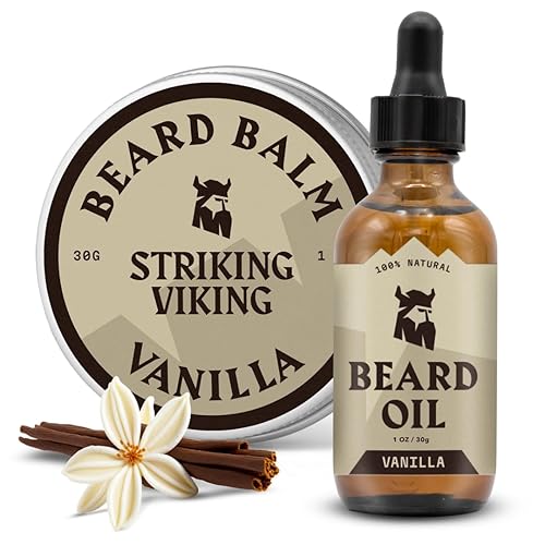Striking Viking Beard Oil and Balm - Leave in Beard Conditioner - Tames, Styles, Softens, and Moisturizes Beards and Mustache - Made with All Natural