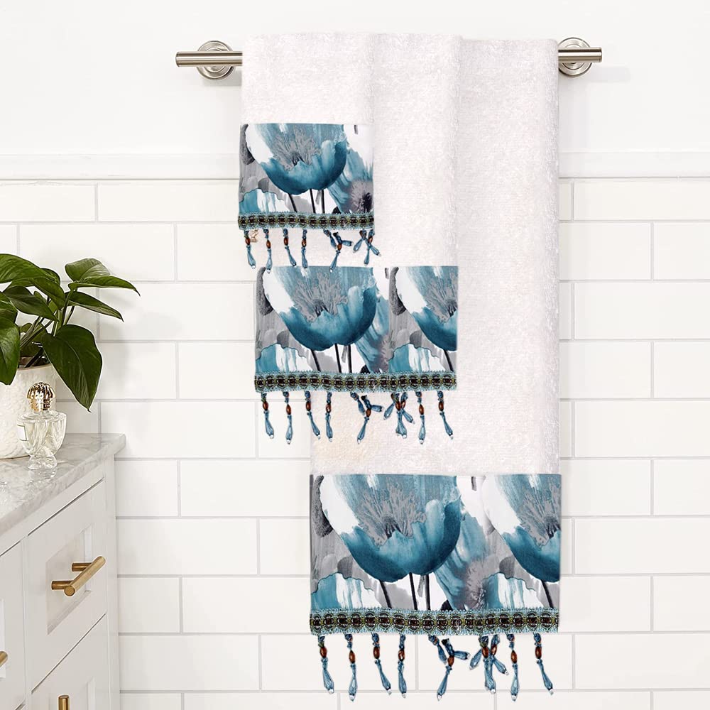 Popular Bath 959338 Poppy Fields, 3PC Towel Set, Aqua