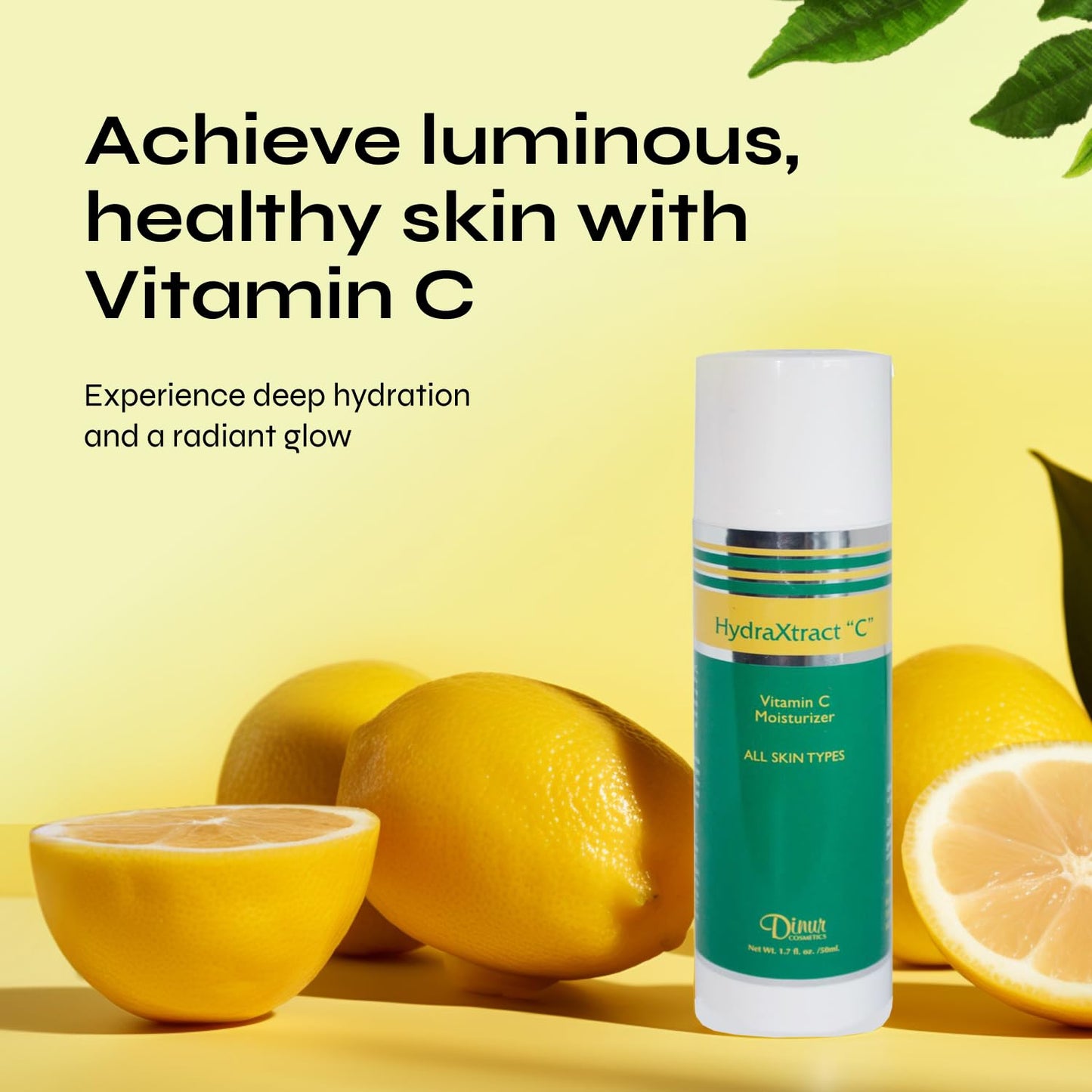 Dinur Cosmetics HydraXtract Vitamin C Moisturizer Decreases Aging Pump Up the Skin Improves Skin Smoothness & Firmness 1.7 oz. 50 ml