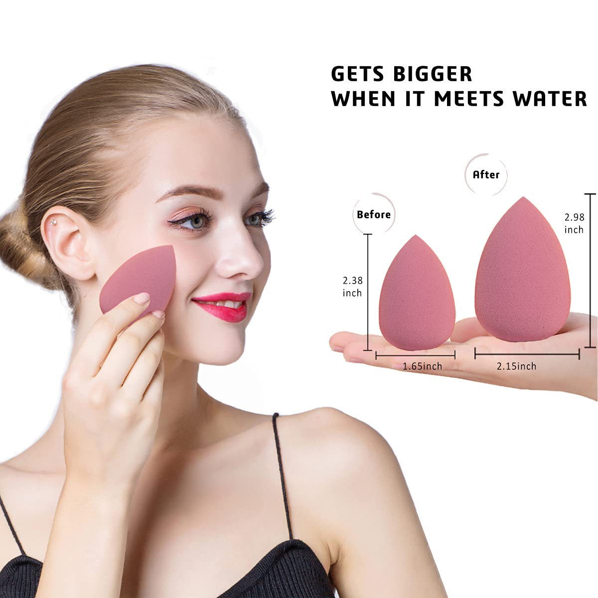Makeup Sponges Set - Beauty sponges Blending Blenders with 1 Holder and Egg Case, Flawless for Cream, Powder and Liquid (Pink, 4Pcs+1Holder+ case) Beauty and Personal Care Leeshine