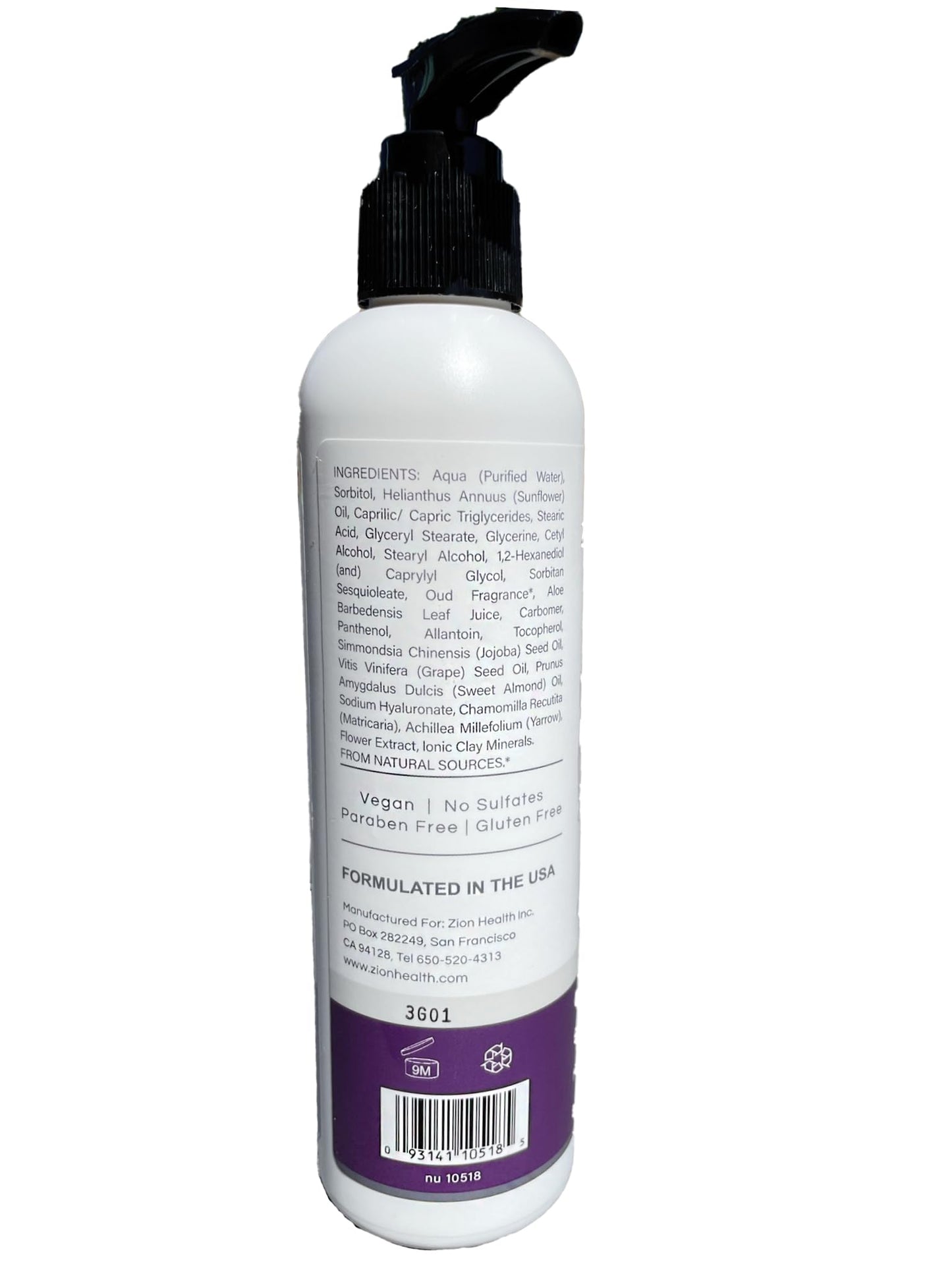 Zion Health Mineral Moisture Daily Lotion Oud 8 oz Liquid