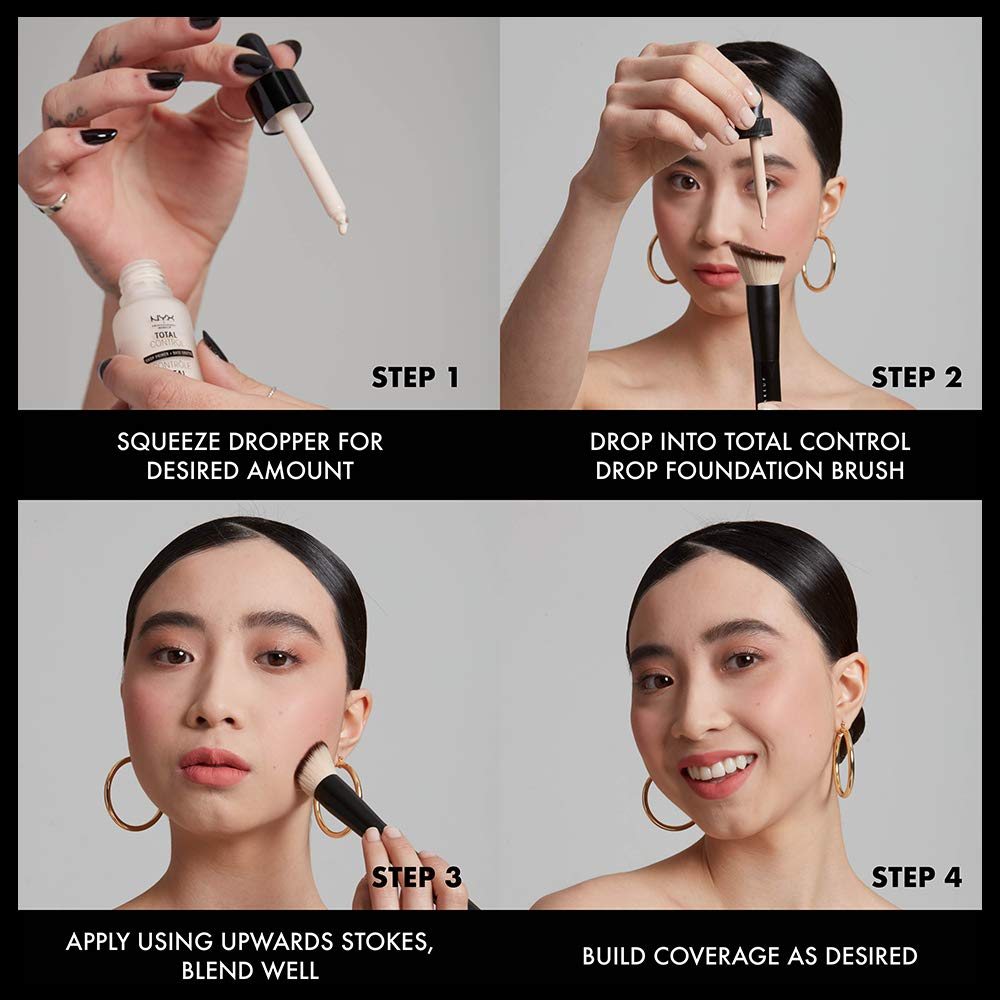 NYX PROFESSIONAL MAKEUP Total Control Pro Drop Foundation, Skin-True Buildable Coverage - Nutmeg