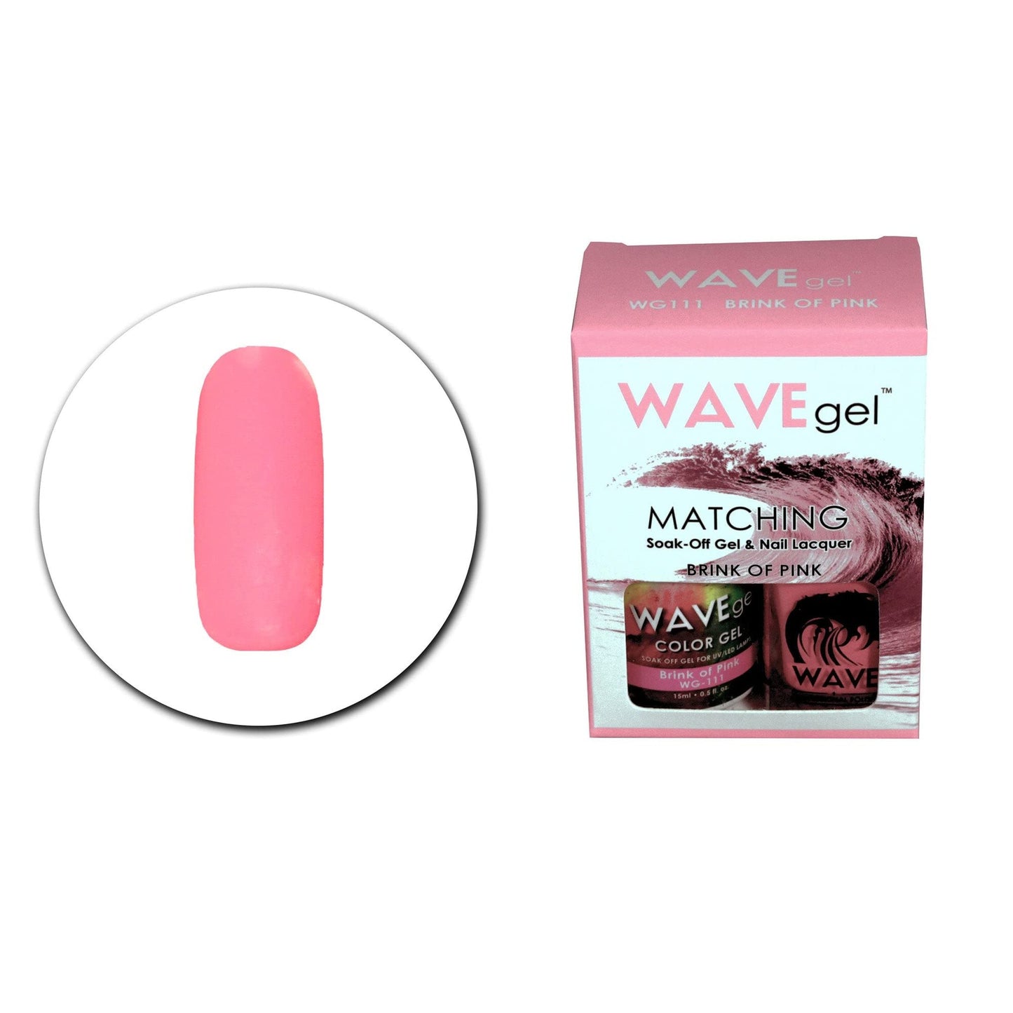 WAVEGEL Soak-0ff Gel & Nail Lacquer Matching Duo Set - Brink Of Pink - WG111-111 I 0.5 Oz Beauty & Personal Care WAVE gel