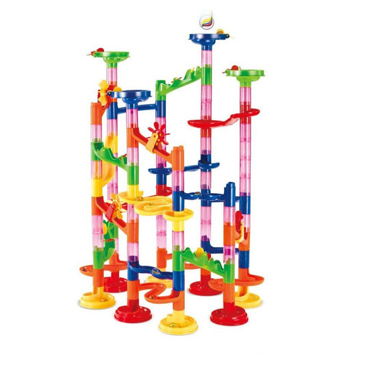 Jollymap Race Coaster 105pcs Marble Run Set – Construction & Building Blocks Maze Toy for Kids, Fun Marble Track Racing Playset
