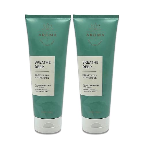 Bath & Body Works - Aromatherapy - Breathe Deep Eucalyptus & Lavender - Ultimate Hydration Body Cream - Pack of 2-8oz