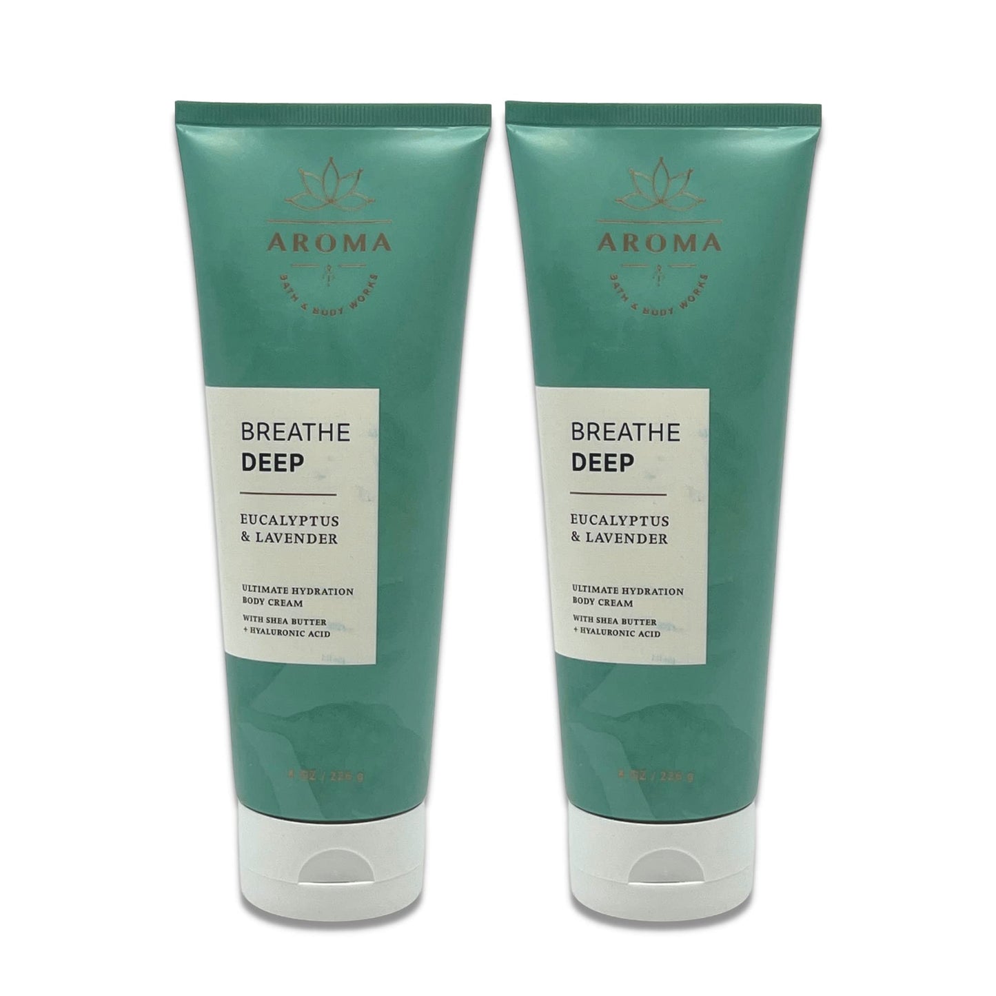 Bath & Body Works - Aromatherapy - Breathe Deep Eucalyptus & Lavender - Ultimate Hydration Body Cream - Pack of 2-8oz