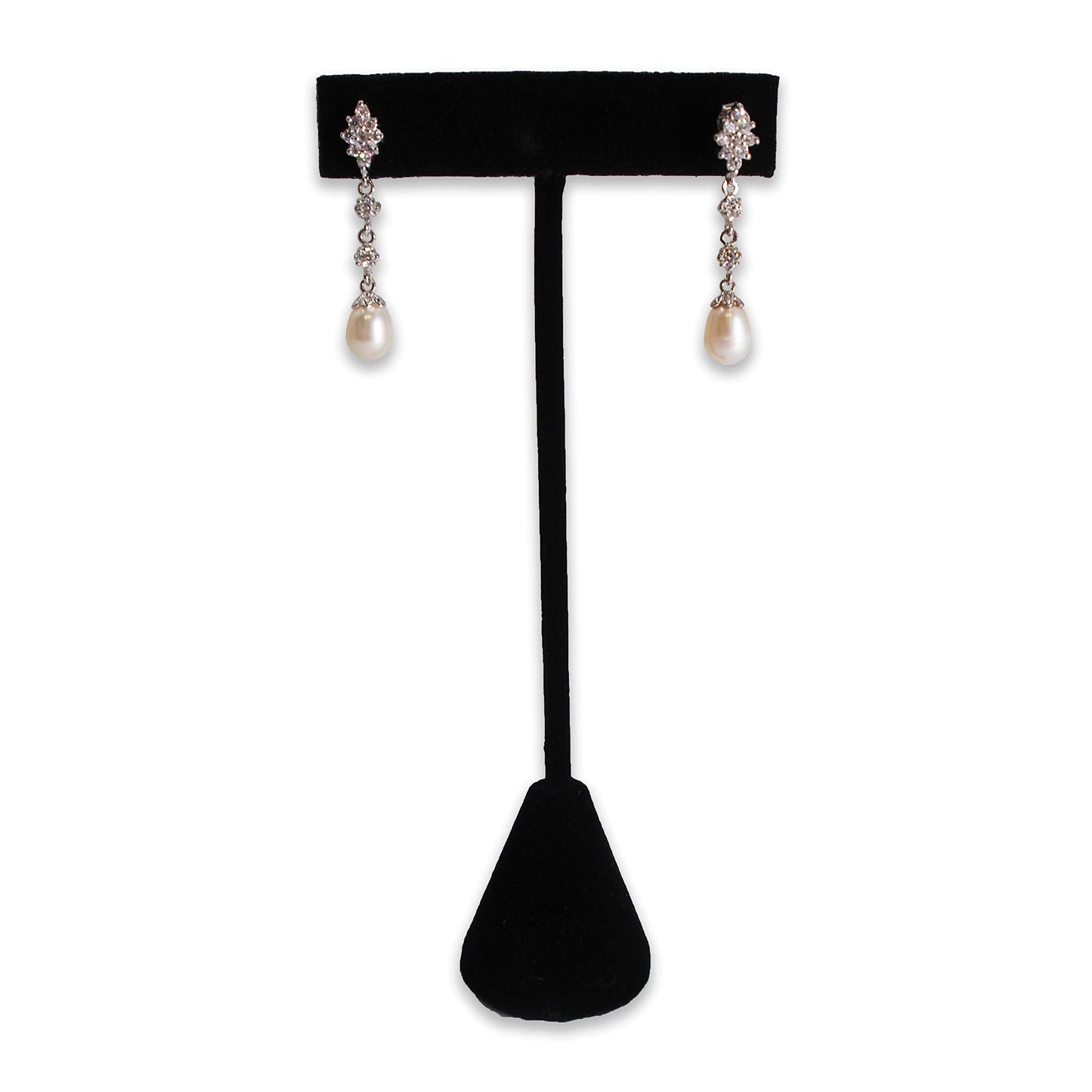 N'ice Packaging - 3 Qty Black Velvet 4.75" High Free-Standing Earring T-Stand Display, T Shape Holder for Tradeshow, Home Business, Promotion, or…