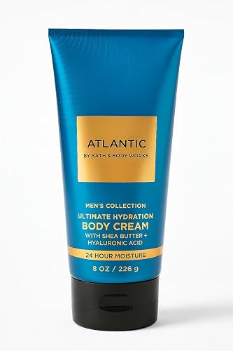 Bath & Body Works Men’s Atlantic Ultimate Hydration Body Cream, 8 oz / 226 g - Aloe, Shea Butter, Cocoa Butter, 24-Hour Moisture