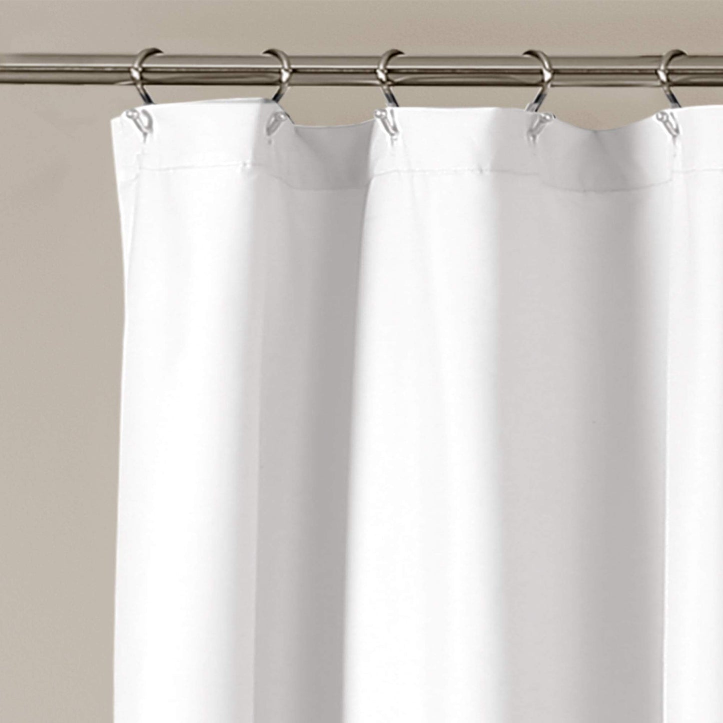 Lush Decor Ella Shower Curtain with Ruffle Lace Design | Shabby Chic Farmhouse Style Bathroom, 72” x 72”, White