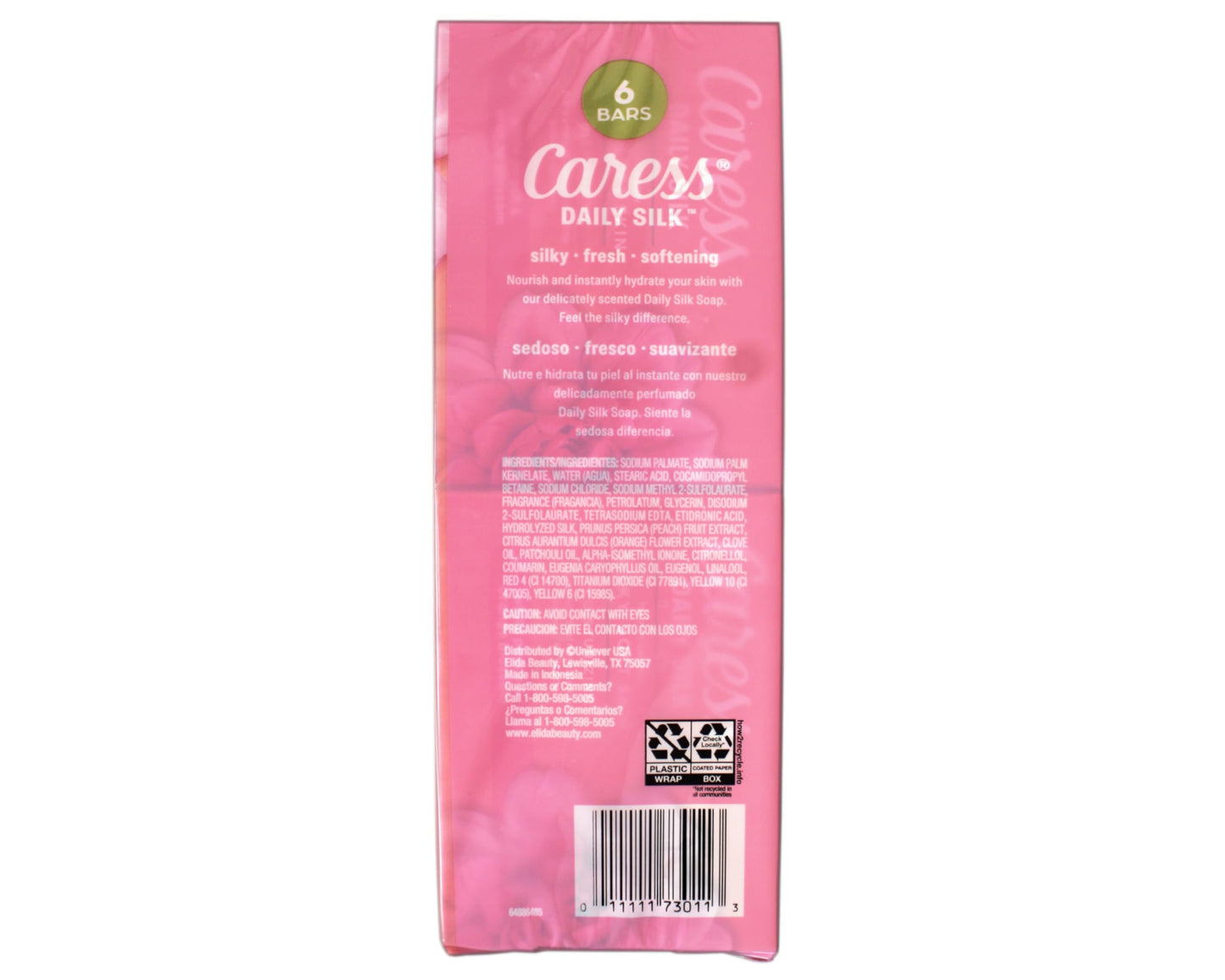 Caress Daily Silk Moisturizing Soap, White Peach & Orange Blossom, 3.75 oz 6 Bars - 3 Pack