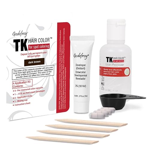 Godefroy Hair Color TK 4 Application and 1 oz Coloring Stain Remover Combo, Complete Coverage of Gray Hair Roots, Salon Quality Results - Dark Brown