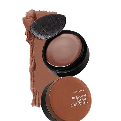 Contour Reshaping Contouring Cream,Warm Toned Cream Bronzer Easy to Sculpt the Face and Create a Nature Stereoscopic Makeup with Mini Cushion |