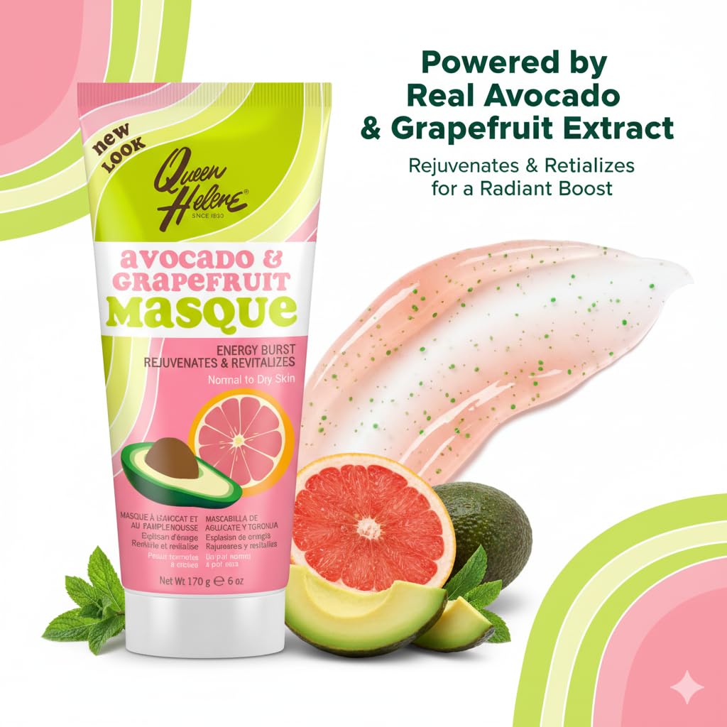 Queen Helene Facial Masque, Avocado & Grapefruit, 6 Oz (Packaging May Vary)