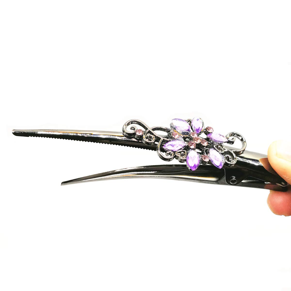 Set of 6 Metal Alligator Sectioning Clips for Women and girl- Pretty Strong Clamp Hairpins Non-Slip Hair Grips
