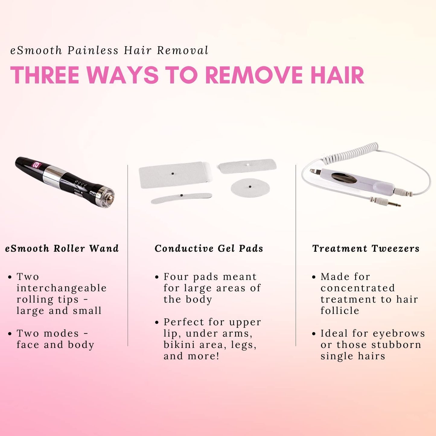 Verseo eSmooth Electrolysis Permanent Hair Removal Epilation Roller Pen Painless Hair Removal for Women Men Epilator Hair Remover Safe for All Skin