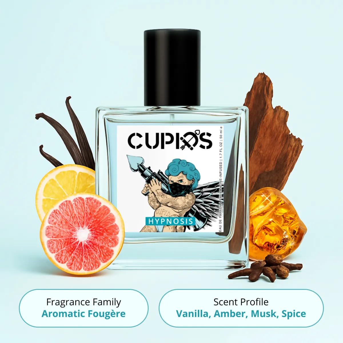 Cupids Original EDP Hypnosis 2.0 Pheromone-Infused Cologne for Men - Pheromone Perfume for Men Fragrance 50ml