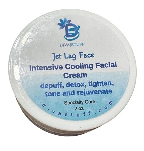 Diva Stuff Jet Lag Face Intensive Cooling Cream Clay Facial Mask, Depuff, Detox, Tighten, Tone and Rejuvenate, 2 oz