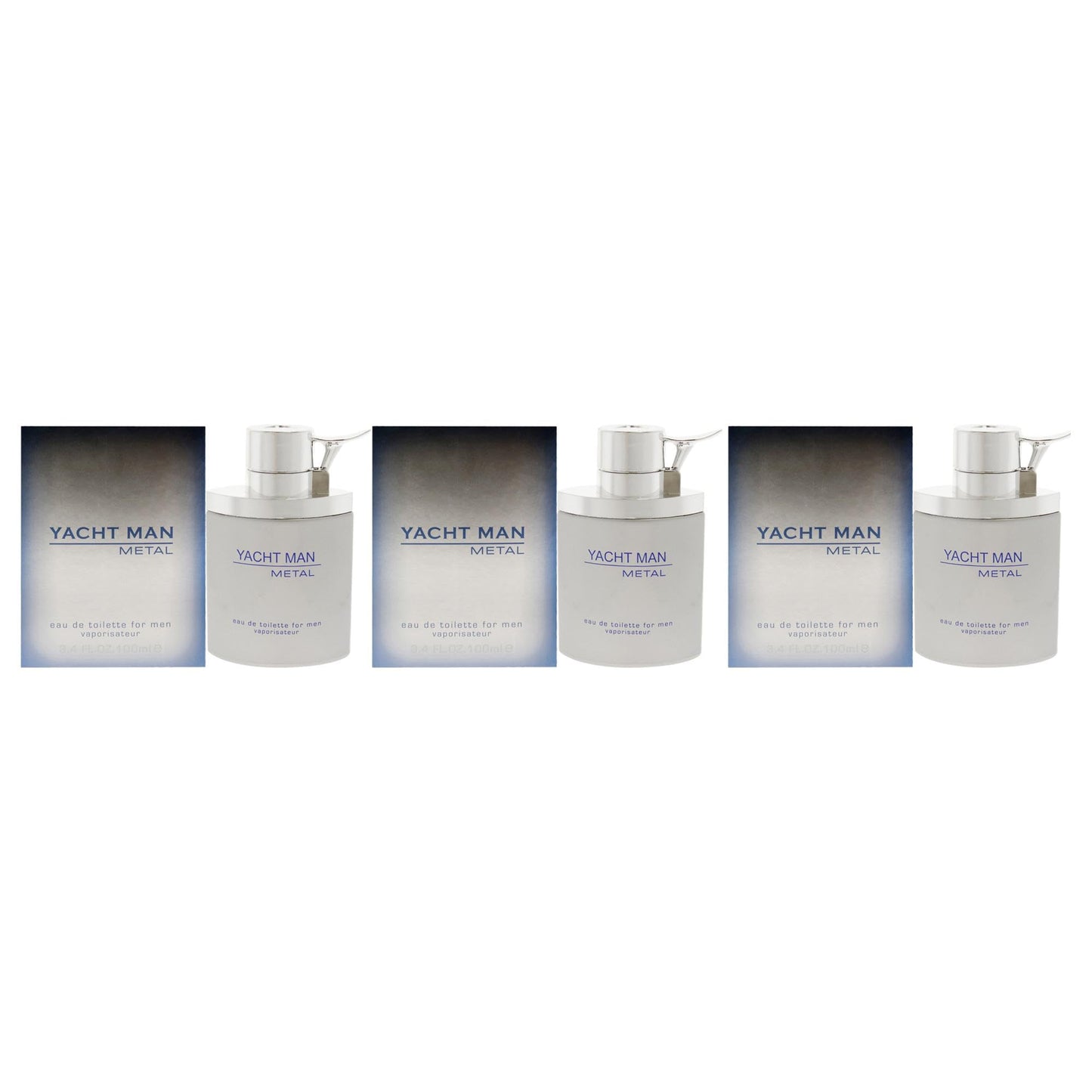 Myrurgia Yacht Man Metal EDT Spray Men 3.4 oz Pack of 3