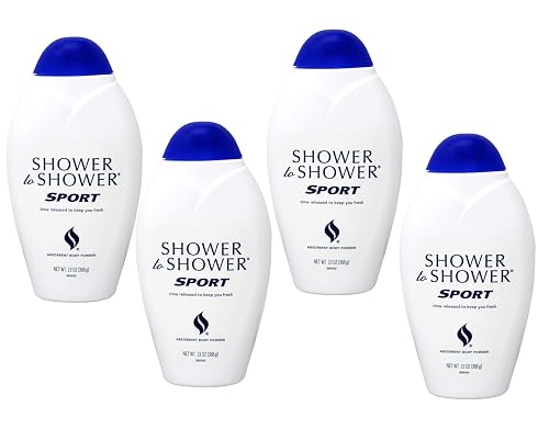 Shower to Shower Absorbent Body Powder, Sport, 13-Ounce Bottles (Pack of 4)