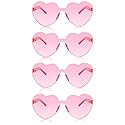 Gejoy 4 Pieces Heart Shaped Sunglasses for Women Men Valentine Gift Frameless Glasses(Light Pink)