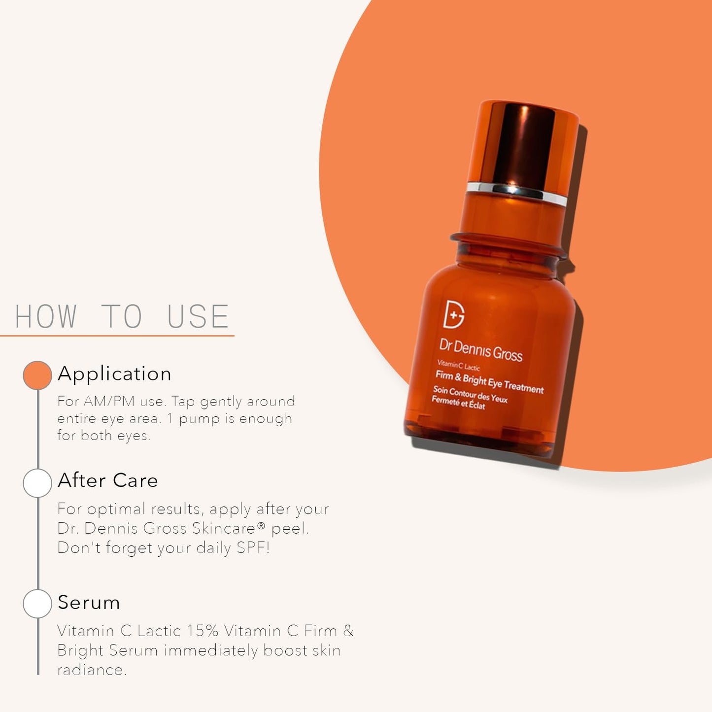 Dr. Dennis Gross Vitamin C Lactic Firm & Bright Eye Treatment | Silky, Lightweight, Fast-Absorbing Treatment to Improve Puffiness, Dark Circles,