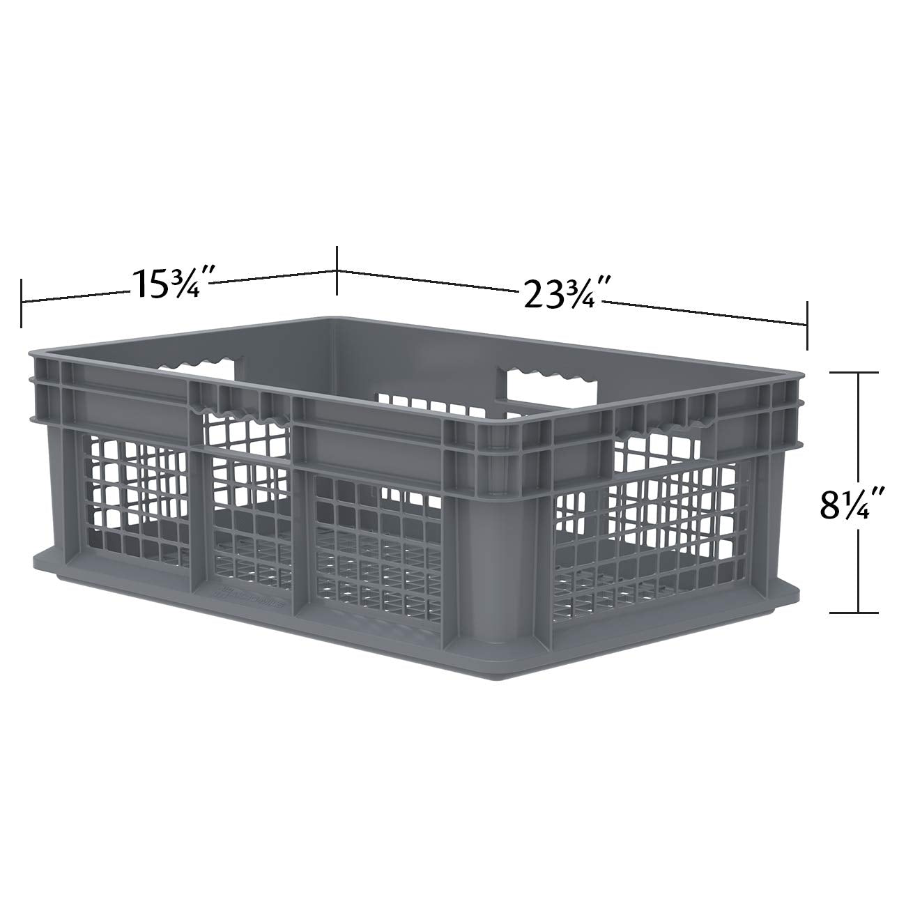 Akro-Mils 37608 Plastic Straight Wall Container Tote with Mesh Sides and Mesh Base, (24-Inch x 16-Inch x 8-Inch), Gray, (4-Pack)