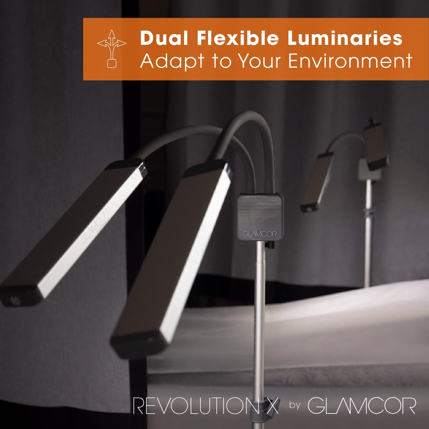 GLAMCOR Revolution X Portable LED Lighting Kit for Makeup Artist, Esthetician and Tattoo Artist | HD 5600K Lighting | Dual-Length arms for Precise