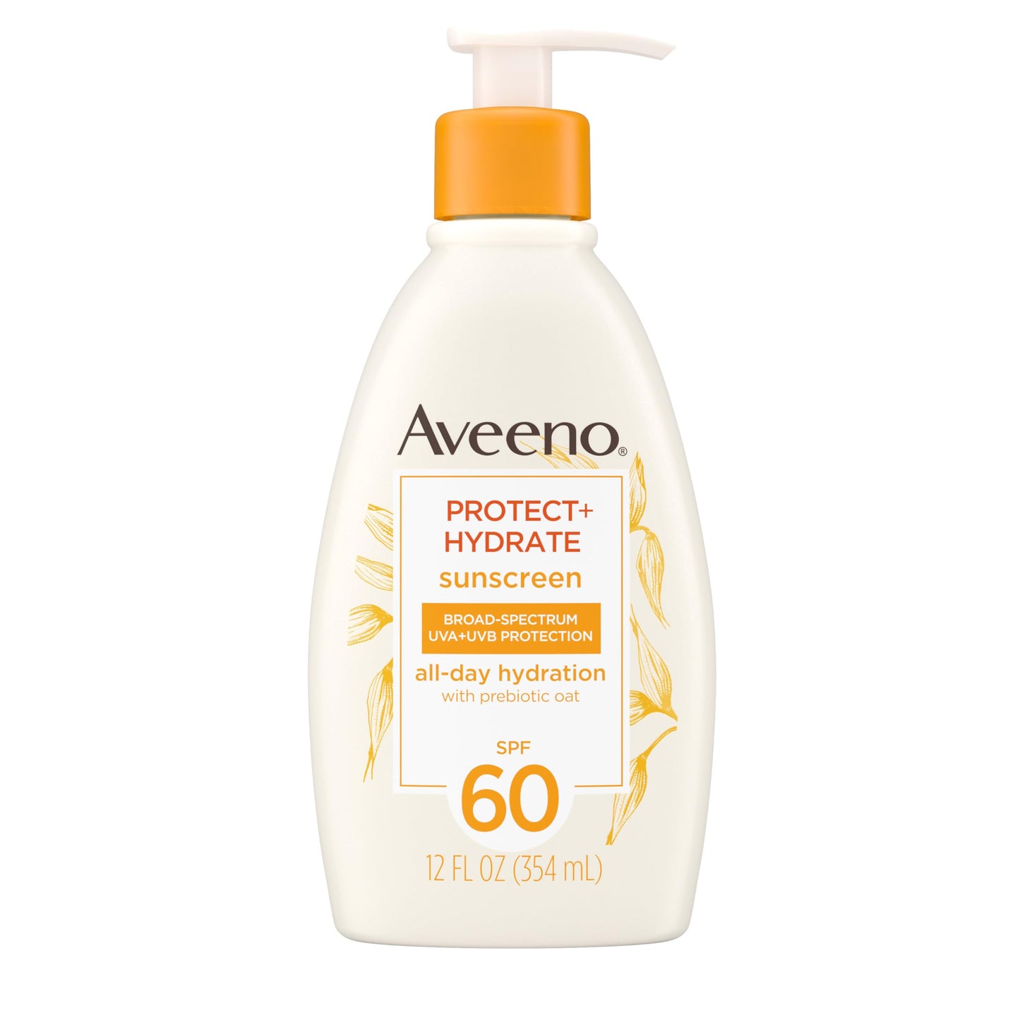 Aveeno Protect + Hydrate Sunscreen Moisturizing Lotion with Prebiotic Oat, Broad Spectrum SPF60, Paraben, & Oil Free, Weightless, Water & Sweat