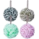 Novosun Loofah Bath Sponge Luffa Loofa Body Scrubber Soft Mesh Pouf Wash Puff Shower Puff Shower Ball Exfoliating Shower Sponge Pack of 4 (60g/pcs)