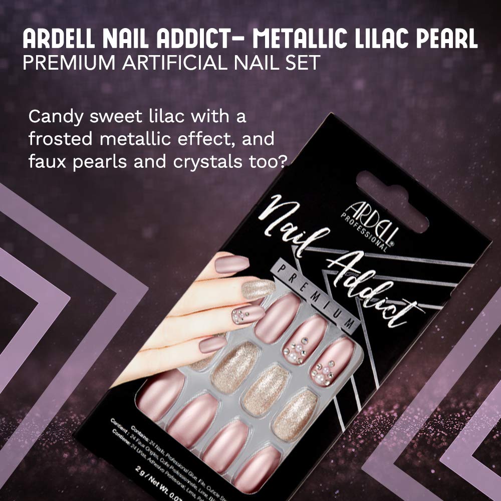 Ardell Nail Addict Premium Artificial Nail Set, Metallic Lilac Pearl Beauty & Personal Care Ardell