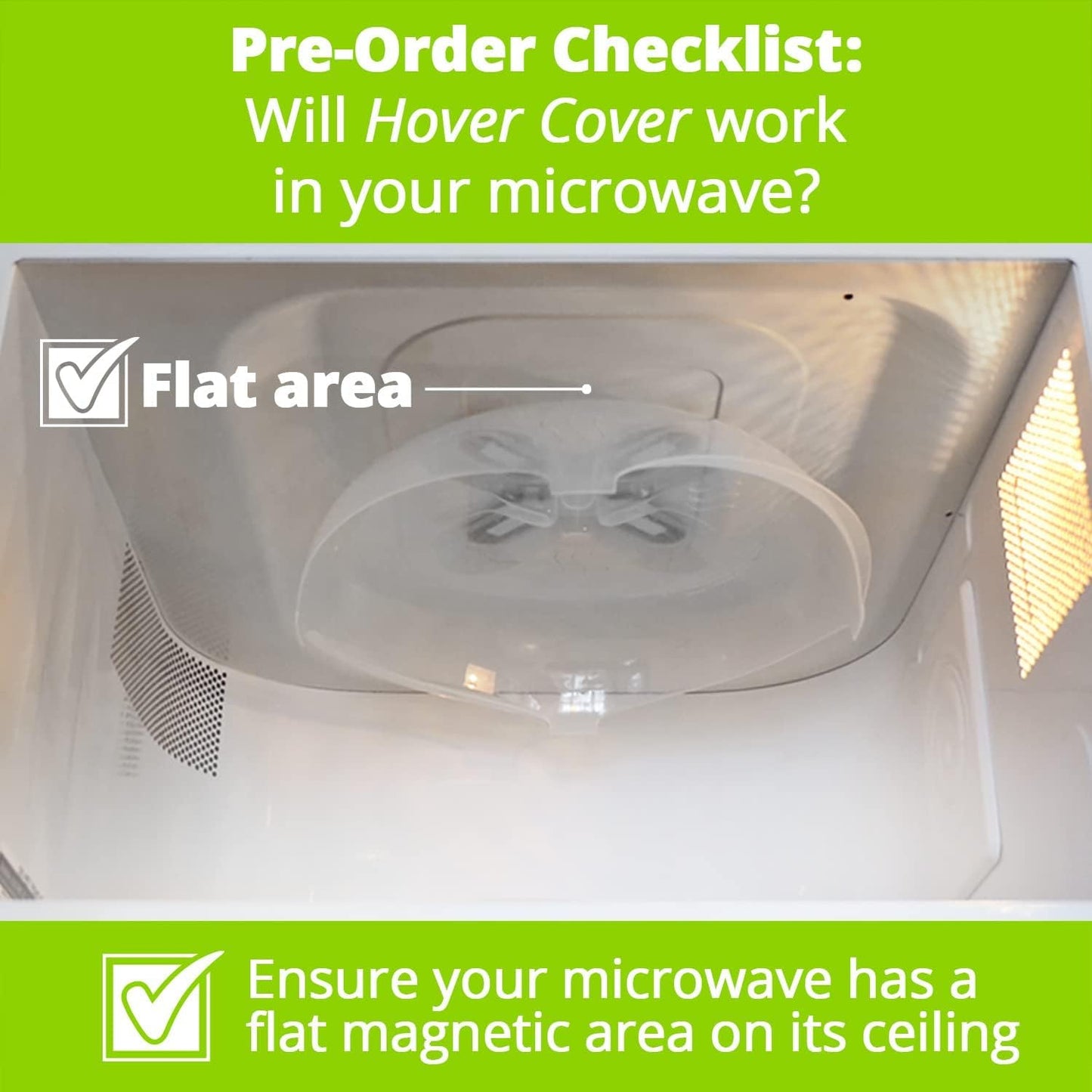 HOVER COVER Magnetic Splatter Cover, 12-Inch Clear BPA-Free Food Lid, Vented Plate Guard with Steam Vents, Anti-Splash Microwave Lid, Dishwasher…