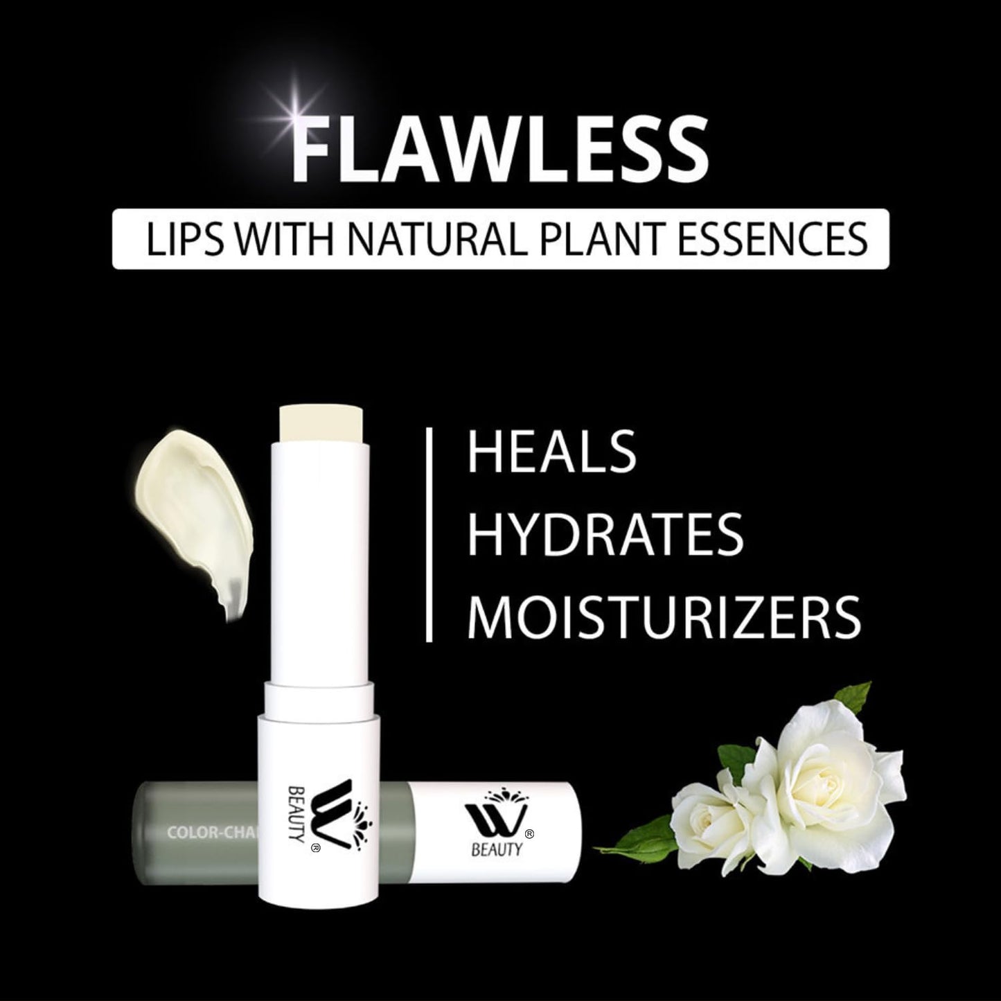 WBM Care Lip Balm 4-Pack, 3.3g Each - Enriched with Vitamin E, Color-Changing Tinted Moisturizer, Provides Long-Lasting Repair, Hydration, and Soft