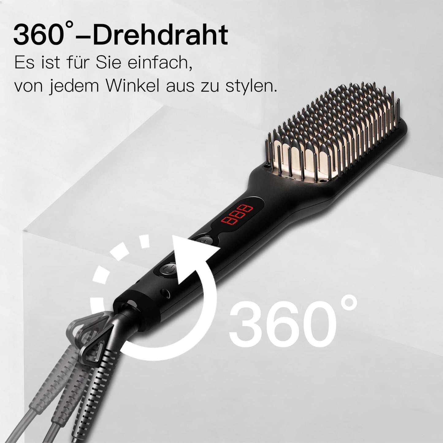 MEGAWISE Pro Ceramic Ionic Hair Straightener Brush for Home Salon, Straightening Hair Brush with 20s Heating Tech, Auto-Off, Anti-Scald with Universal