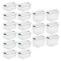 Sterilite 12 Pack 15-Quart & 6 Pack 25-Quart Storage Bins, Stackable Clear Plastic Totes w/ Latch Lids